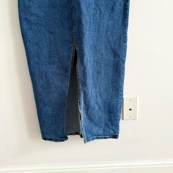 Regeneration Blue Denim Overall Slit hem Midi Size Large - Picture 4 of 10
